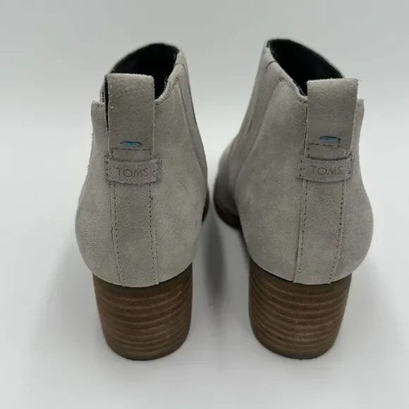 TOMS Leilani Drizzle Grey Suede Ankle Boots Women's Size 7 Western Chunky Heel - Picture 14 of 14